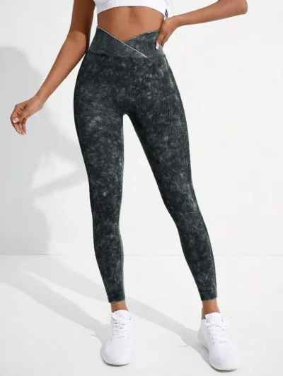 Women Fashion Seamless High Waist Cross Frosted Peach Hip Sports Leggings