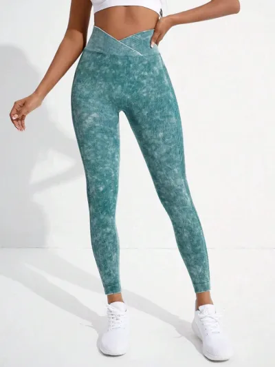 Women Fashion Seamless High Waist Cross Frosted Peach Hip Sports Leggings