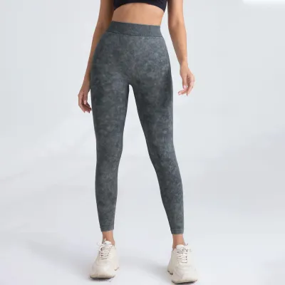 Women Fashion Peach Hip Frosted Tight Sports Leggings