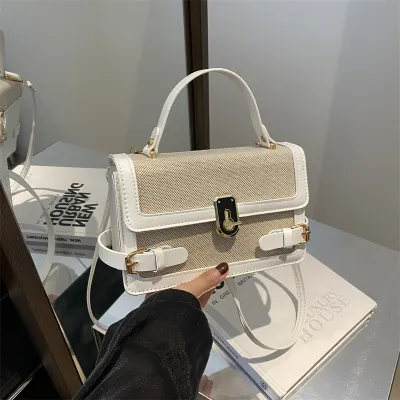 Women Fashion Contrast Color Square PU Shoulder Bag HandBags