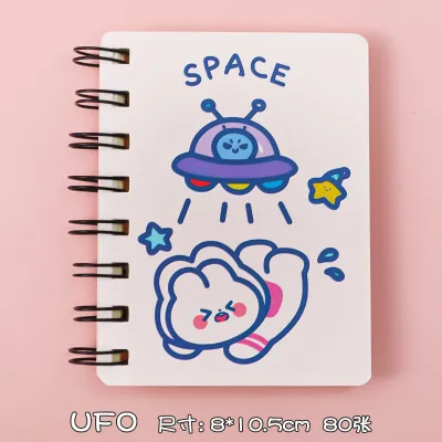 Cute Cartoon Astronaut Coil Spiral Notebook 80 Pages Pocket Stationery Notebook
