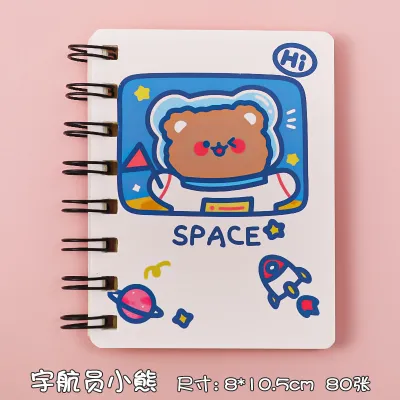 Cute Cartoon Astronaut Coil Spiral Notebook 80 Pages Pocket Stationery Notebook