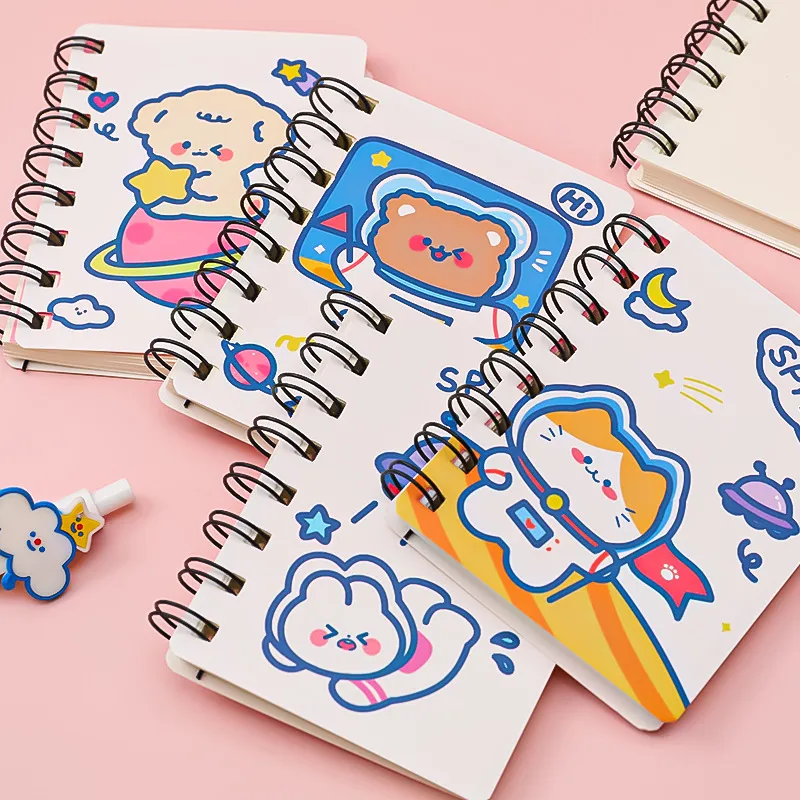 Cute Cartoon Astronaut Coil Spiral Notebook 80 Pages Pocket Stationery Notebook