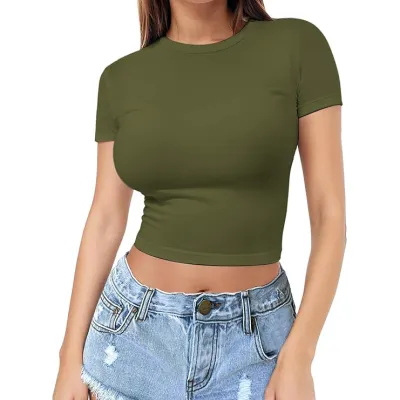 Women Sexy Milk Silk Crop Top T-Shirt Street Hipster Style