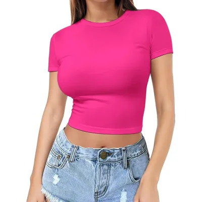 Women Sexy Milk Silk Crop Top T-Shirt Street Hipster Style