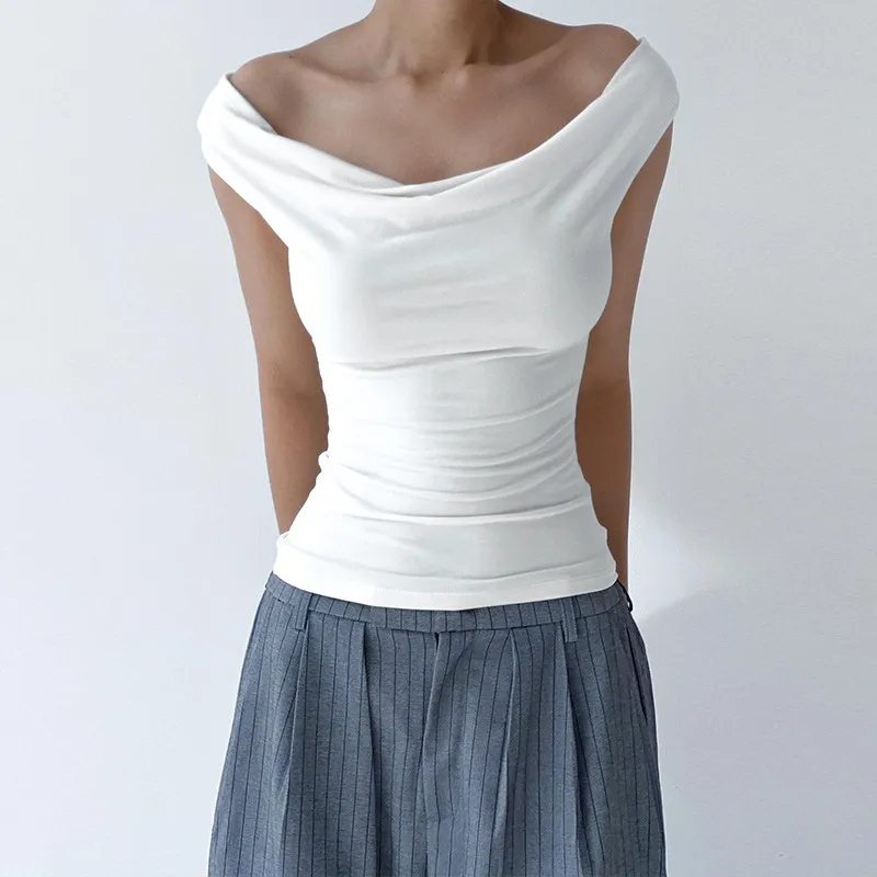 Women Fashion Sexy Sleeveless Off-Shoulder Backless Lace-Up Vest Top T-Shirt