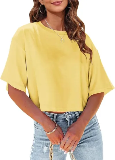 Women Casual Roman Cotton T-Shirt Commuter Wind Loose Fit Short Sleeve Crewneck
