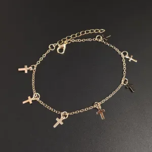 Women Fashion Simple Cross Anklet