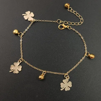Women's Fashion Simple Four Leaf Clover Bell Anklet