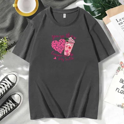 Men Women Casual Valentine Print Cotton Plus Size Short Sleeve Round Neck Couple T-Shirt