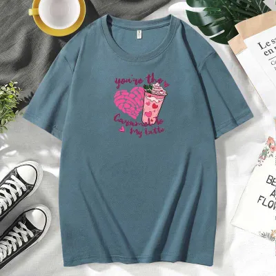 Men Women Casual Valentine Print Cotton Plus Size Short Sleeve Round Neck Couple T-Shirt