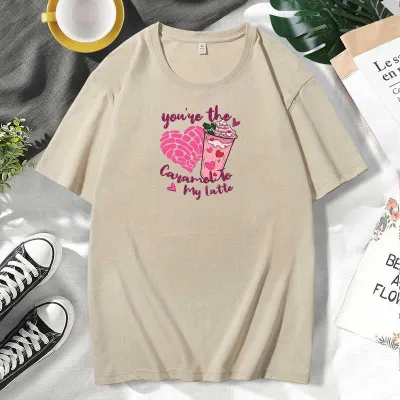 Men Women Casual Valentine Print Cotton Plus Size Short Sleeve Round Neck Couple T-Shirt