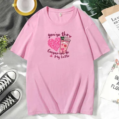 Men Women Casual Valentine Print Cotton Plus Size Short Sleeve Round Neck Couple T-Shirt