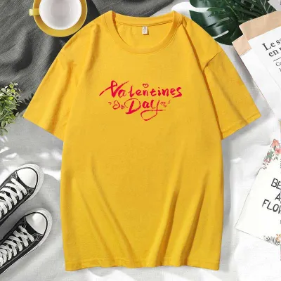 Men Women Casual Valentine Print Cotton Plus Size Short Sleeve Crew Neck Couple T-Shirt