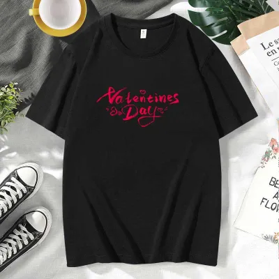 Men Women Casual Valentine Print Cotton Plus Size Short Sleeve Crew Neck Couple T-Shirt
