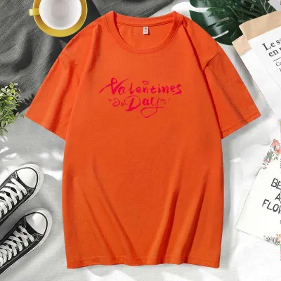 Men Women Casual Valentine Print Cotton Plus Size Short Sleeve Crew Neck Couple T-Shirt