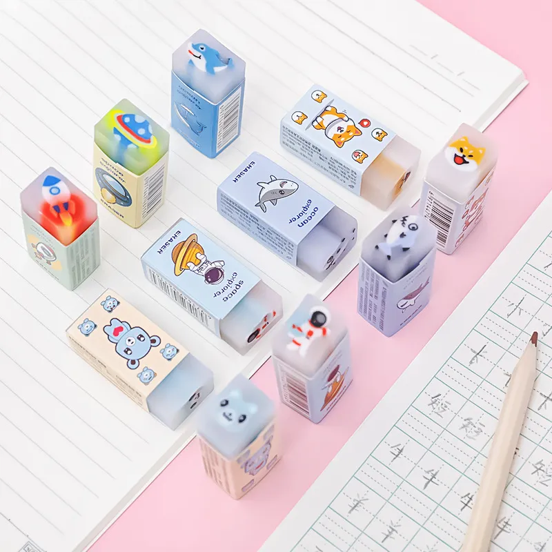 Fashion Cartoon Cute Animal Printed Brick Eraser Plasticine Stationery