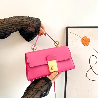 Women Fashion Urban Simplicity Solid Color PU Soft Shoulder Bag