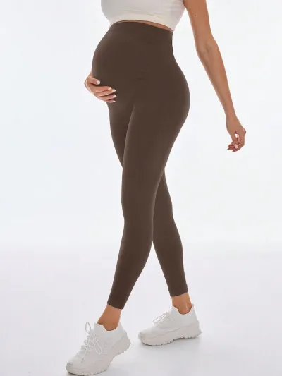 Maternity Belly-Supporting Seamless Yoga Leggings for Pregnant Women