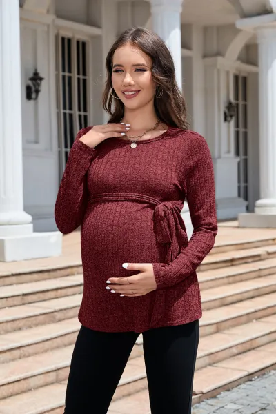 Women Fashion Casual Long Sleeve Knitted Maternity Sweater