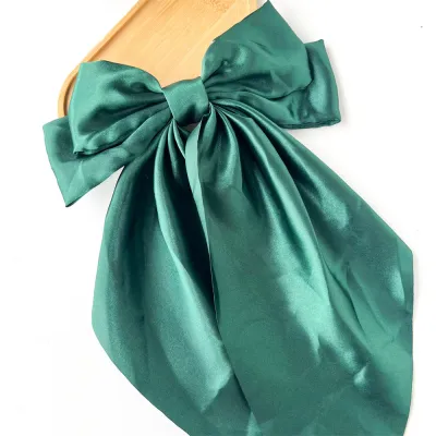 Women Fashion Bow Ribbon Solid Color Spring Clip Hairpin Accessories