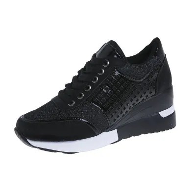 Women Plus Size Casual Lace Up Thick Soled Sneakers Internal Heightening