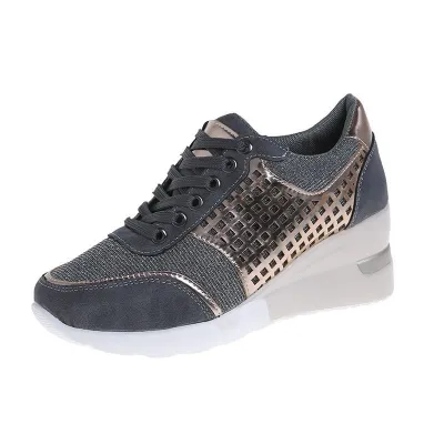 Women Plus Size Casual Lace Up Thick Soled Sneakers Internal Heightening