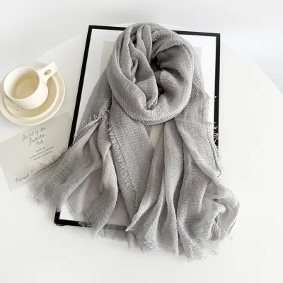 Women Fashion Casual Solid Color Imitation Cotton And Linen Square Scarf