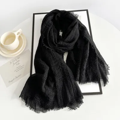 Women Fashion Casual Solid Color Imitation Cotton And Linen Square Scarf