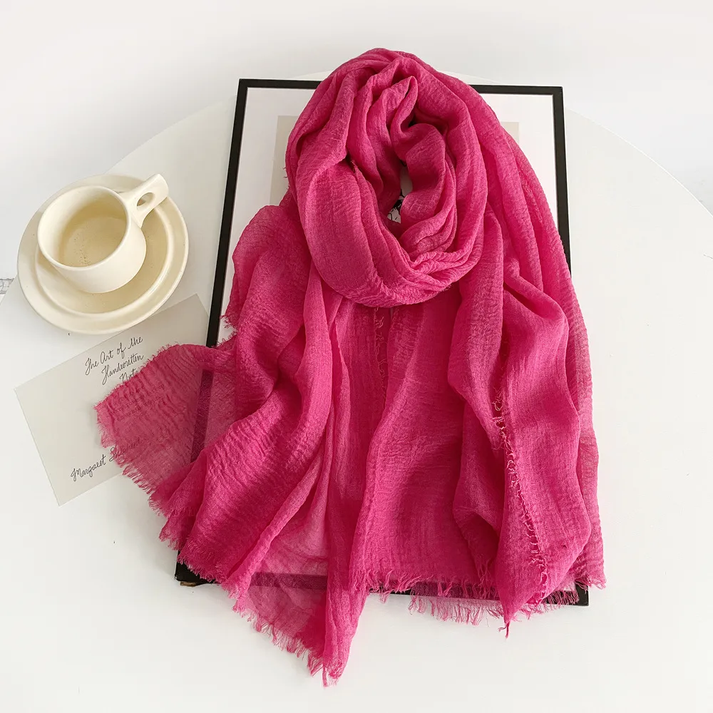 Women Fashion Casual Solid Color Imitation Cotton And Linen Square Scarf