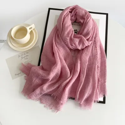 Women Fashion Casual Solid Color Imitation Cotton And Linen Square Scarf