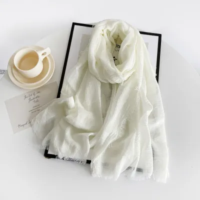 Women Fashion Casual Solid Color Imitation Cotton And Linen Square Scarf