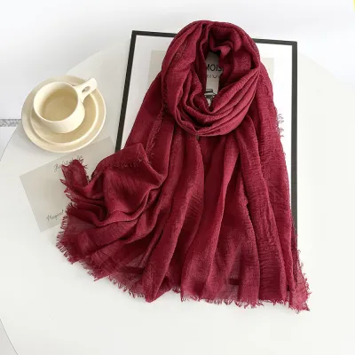 Women Fashion Casual Solid Color Imitation Cotton And Linen Square Scarf