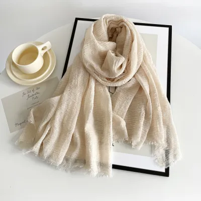 Women Fashion Casual Solid Color Imitation Cotton And Linen Square Scarf