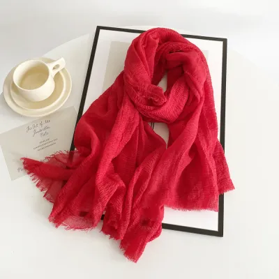 Women Fashion Casual Solid Color Imitation Cotton And Linen Square Scarf