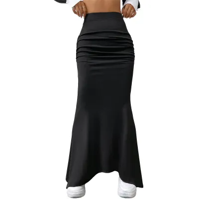Women Fashion Sexy Tight Solid Color Fishtail Knitted Long Skirt
