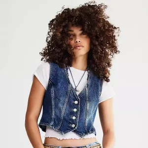 Women's Casual Adjustable Single Breasted Denim Vest Cardigan