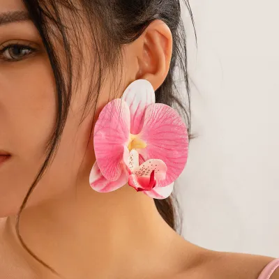 Women's Creative Phalaenopsis Flower Earrings and Necklace Set