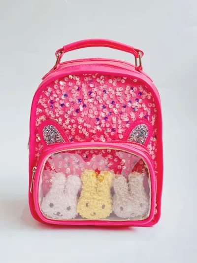 Children Cute Cartoon Rabbits Sequin Backpack Kindergarten Schoolbag for Girls