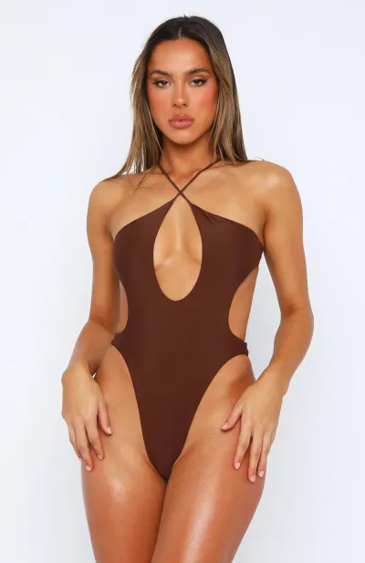 Women Sexy Hollow-Out Solid Color One-Piece Swimsuit
