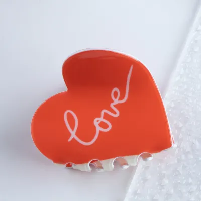 Valentine's Day Fashion Rose Plaid Letter Love Printed Hair Claws
