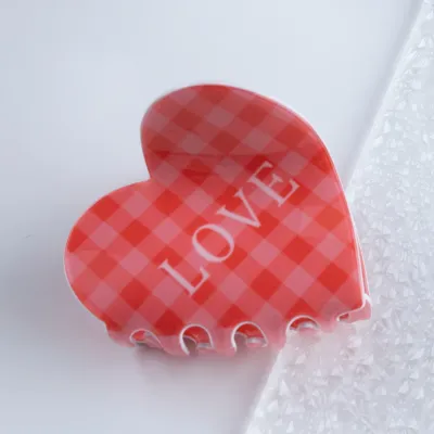 Valentine's Day Fashion Rose Plaid Letter Love Printed Hair Claws