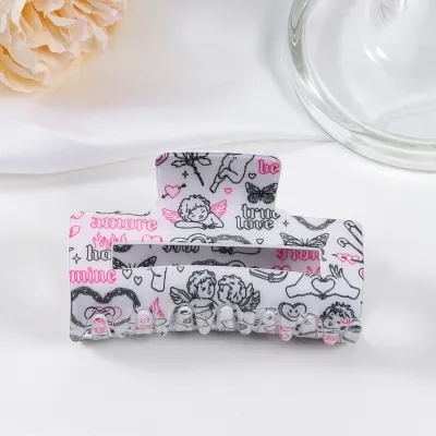 Valentine'S Day Fashion Creative Love Printed Hair Claws For Women
