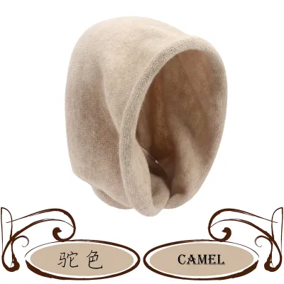 Autumn Winter Women Solid Color Cashmere Knitted One-Piece Wool Beanie Hat