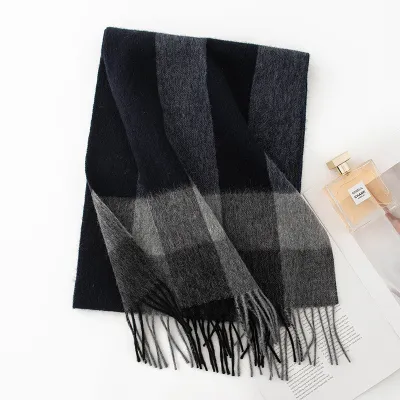 Autumn Winter Women Thick Plaid Stitching Warm Tassel Scarf