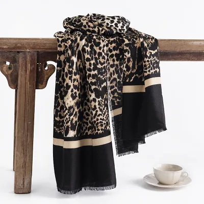 Autumn Winter Women Leopard Printed Warm Long Scarf Polyester