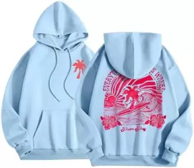Plus Size Women Casual Floral Print Loose Hoodie