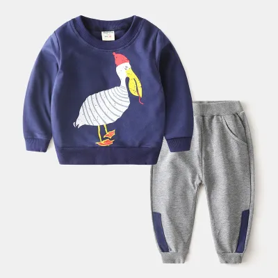 Kids Toddler Boys Casual Dinosaur Print Long Sleeve Sweatshirt Pants Set Cotton Blend