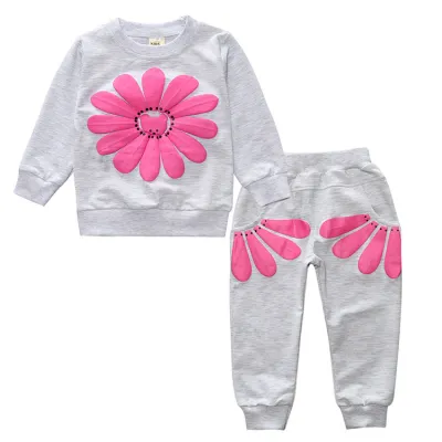 Kids Toddler Girls Casual Cute Flower Long Sleeve Sweatshirt Pants Set