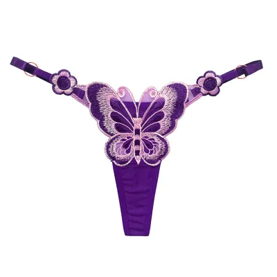 Women Sexy Lace Butterfly Low Waist Thong